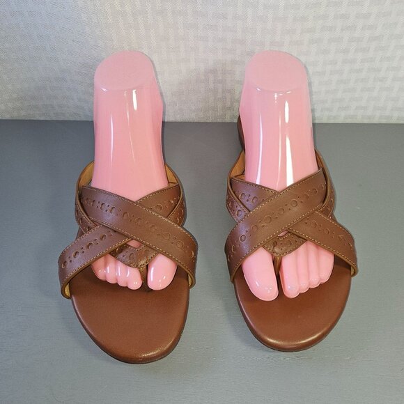 The Office Of Angela Scott Brown Leather Womens Sandals With Dust Bag Size 40 - Picture 4 of 11